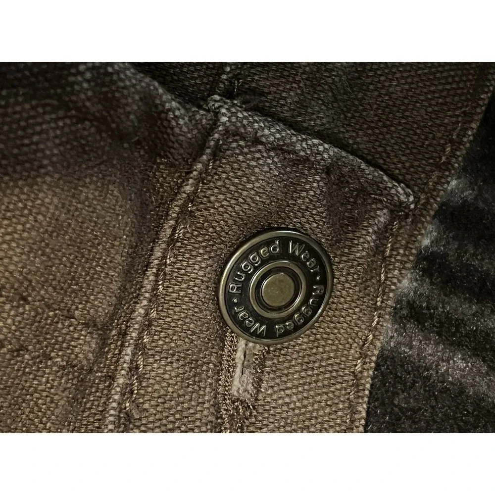Rugged Wear Haggar Mens 32x34 Flannel Lined Brown Canvas Work Pants Straight Leg